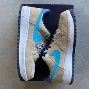 Used Nike Air Force 1 ‘07 LV8 2 US Mens 10 Khaki/Blue Fury-Persian Violet